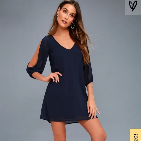 LULU'S Navy Sheath Long Sleeve Dress - Picture 2 of 6